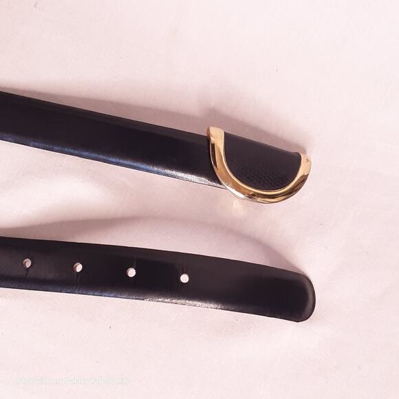 Vintage Taiwan Belt Small Medium Waist Navy Blue Half Circle Fashion Buckle - Picture 7 of 12